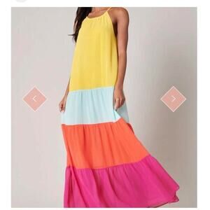 SUGARLIPS Women's Dress Size Medium Rainbow Ray Maxi
